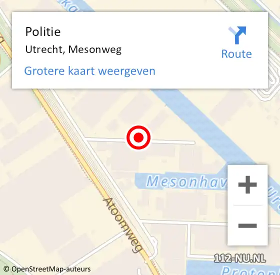 Locatie op kaart van de 112 melding: Politie Utrecht, Mesonweg op 28 mei 2021 05:25