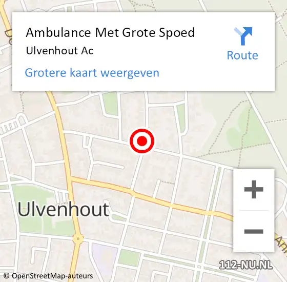 Locatie op kaart van de 112 melding: Ambulance Met Grote Spoed Naar Ulvenhout Ac op 28 mei 2021 08:28