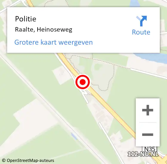 Locatie op kaart van de 112 melding: Politie Raalte, Heinoseweg op 28 mei 2021 10:52