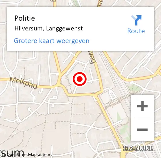 Locatie op kaart van de 112 melding: Politie Hilversum, Langgewenst op 28 mei 2021 11:16