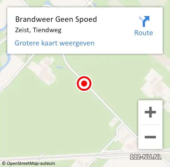 Locatie op kaart van de 112 melding: Brandweer Geen Spoed Naar Zeist, Tiendweg op 28 mei 2021 11:31