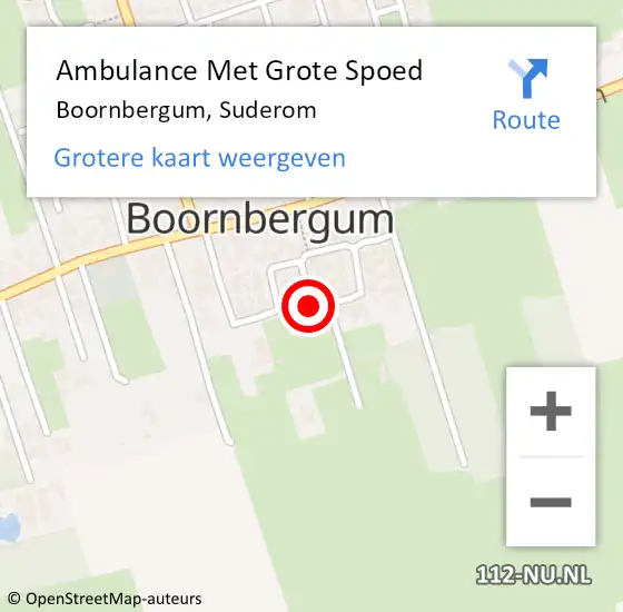 Locatie op kaart van de 112 melding: Ambulance Met Grote Spoed Naar Boornbergum, Suderom op 28 mei 2021 14:00