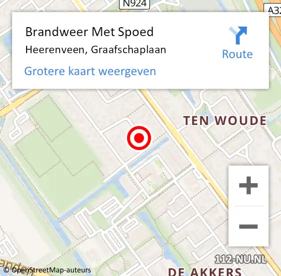 Locatie op kaart van de 112 melding: Brandweer Met Spoed Naar Heerenveen, Graafschaplaan op 28 mei 2021 14:55