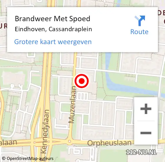 Locatie op kaart van de 112 melding: Brandweer Met Spoed Naar Eindhoven, Cassandraplein op 28 mei 2021 15:22