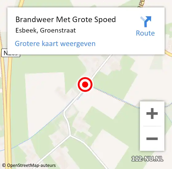 Locatie op kaart van de 112 melding: Brandweer Met Grote Spoed Naar Esbeek, Groenstraat op 28 mei 2021 15:28