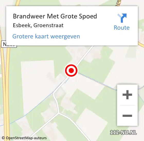 Locatie op kaart van de 112 melding: Brandweer Met Grote Spoed Naar Esbeek, Groenstraat op 28 mei 2021 15:40