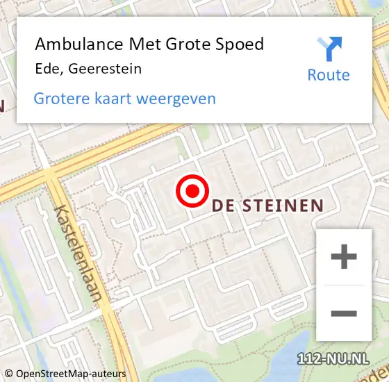 Locatie op kaart van de 112 melding: Ambulance Met Grote Spoed Naar Ede, Geerestein op 28 mei 2021 16:30