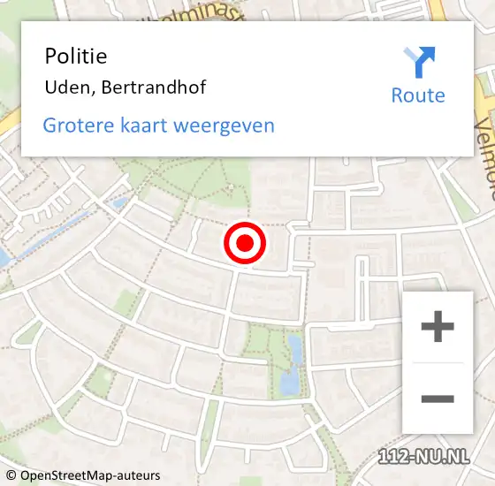 Locatie op kaart van de 112 melding: Politie Uden, Bertrandhof op 28 mei 2021 17:13