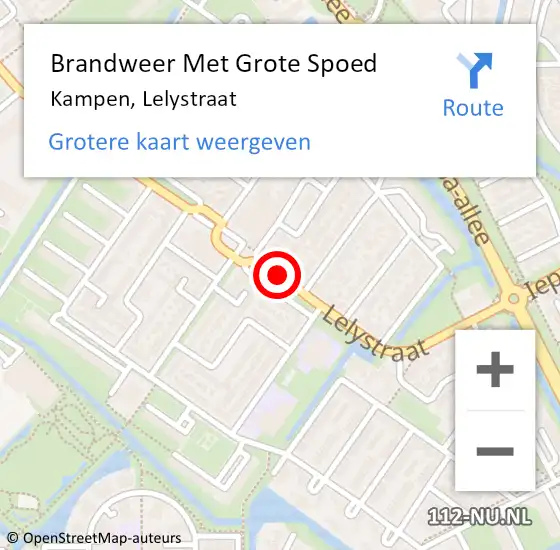 Locatie op kaart van de 112 melding: Brandweer Met Grote Spoed Naar Kampen, Lelystraat op 28 mei 2021 17:35