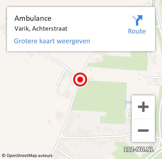 Locatie op kaart van de 112 melding: Ambulance Varik, Achterstraat op 28 mei 2021 18:13