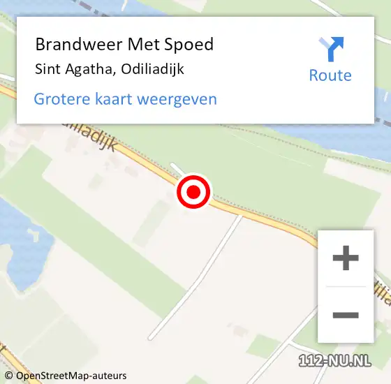 Locatie op kaart van de 112 melding: Brandweer Met Spoed Naar Sint Agatha, Odiliadijk op 28 mei 2021 18:40