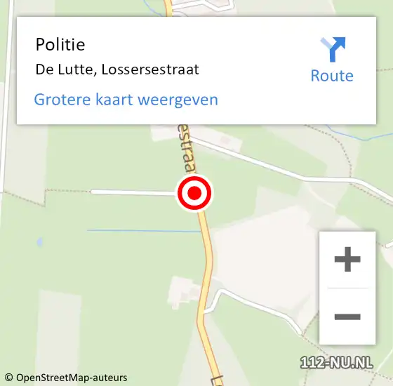 Locatie op kaart van de 112 melding: Politie De Lutte, Lossersestraat op 28 mei 2021 18:57