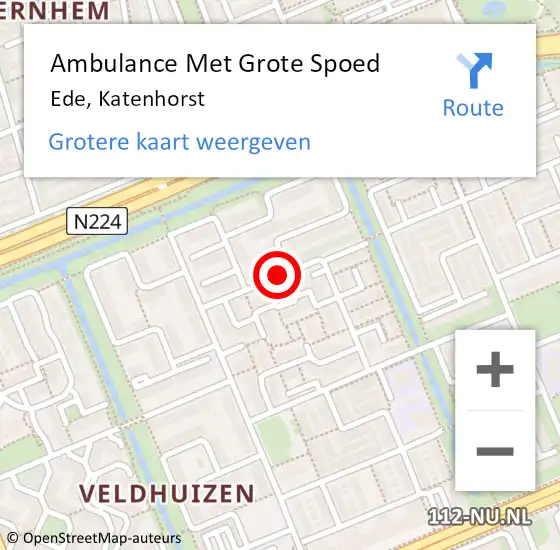 Locatie op kaart van de 112 melding: Ambulance Met Grote Spoed Naar Ede, Katenhorst op 28 mei 2021 19:01