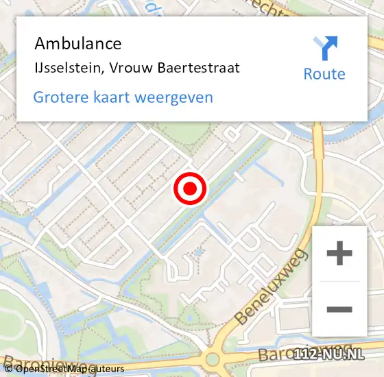 Locatie op kaart van de 112 melding: Ambulance IJsselstein, Vrouw Baertestraat op 11 juni 2014 17:06