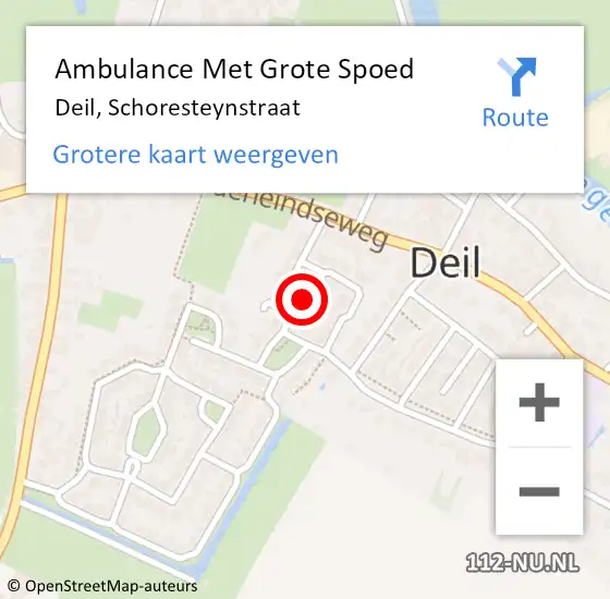 Locatie op kaart van de 112 melding: Ambulance Met Grote Spoed Naar Deil, Schoresteynstraat op 28 mei 2021 21:30