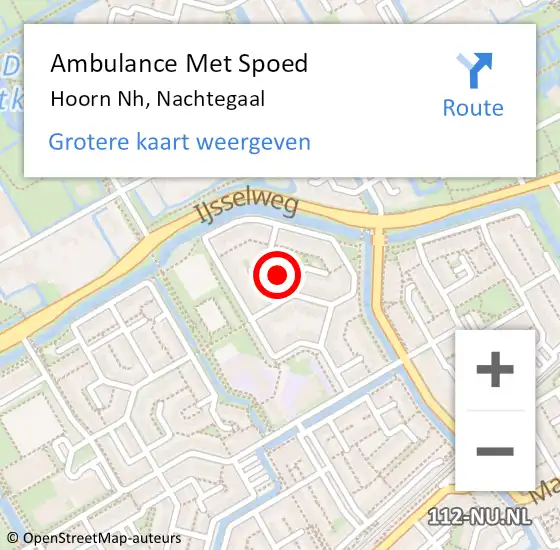 Locatie op kaart van de 112 melding: Ambulance Met Spoed Naar Hoorn Nh, Nachtegaal op 28 mei 2021 23:26