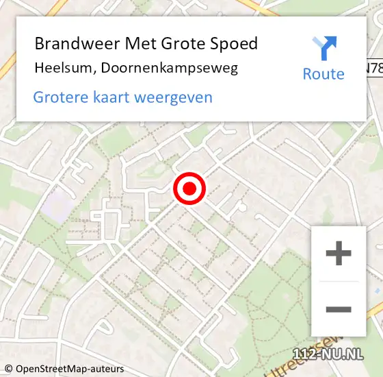 Locatie op kaart van de 112 melding: Brandweer Met Grote Spoed Naar Heelsum, Doornenkampseweg op 28 mei 2021 23:43