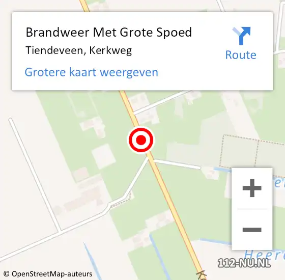 Locatie op kaart van de 112 melding: Brandweer Met Grote Spoed Naar Tiendeveen, Kerkweg op 29 mei 2021 00:06