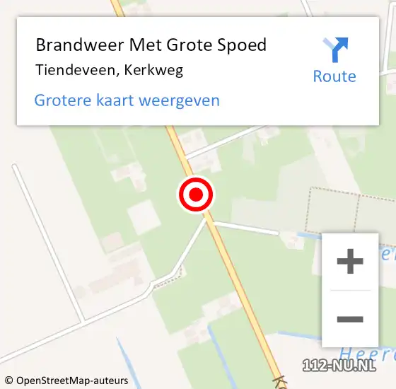 Locatie op kaart van de 112 melding: Brandweer Met Grote Spoed Naar Tiendeveen, Kerkweg op 29 mei 2021 00:11