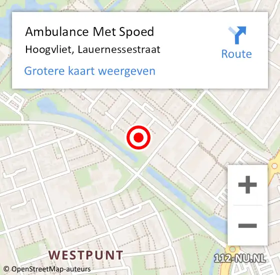Locatie op kaart van de 112 melding: Ambulance Met Spoed Naar Hoogvliet, Lauernessestraat op 29 mei 2021 01:06