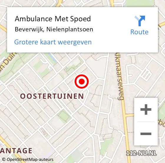 Locatie op kaart van de 112 melding: Ambulance Met Spoed Naar Beverwijk, Nielenplantsoen op 29 mei 2021 02:11