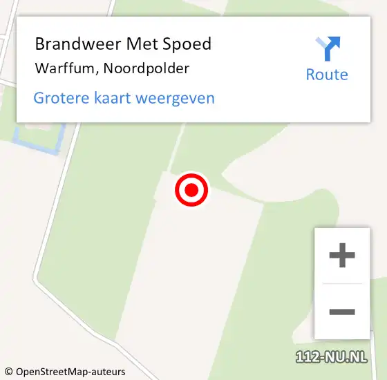 Locatie op kaart van de 112 melding: Brandweer Met Spoed Naar Warffum, Noordpolder op 29 mei 2021 08:37