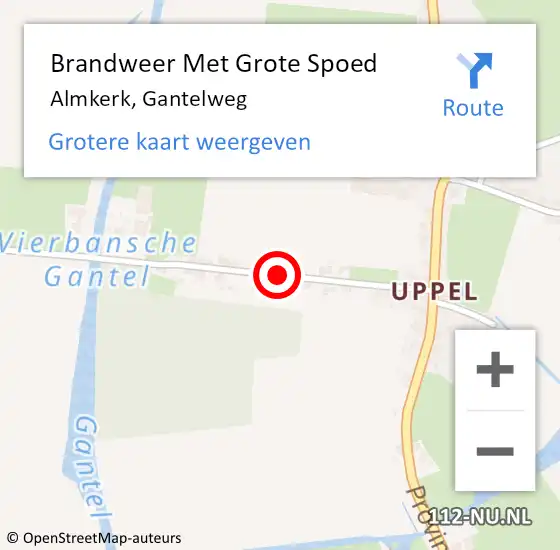 Locatie op kaart van de 112 melding: Brandweer Met Grote Spoed Naar Almkerk, Gantelweg op 29 mei 2021 09:40