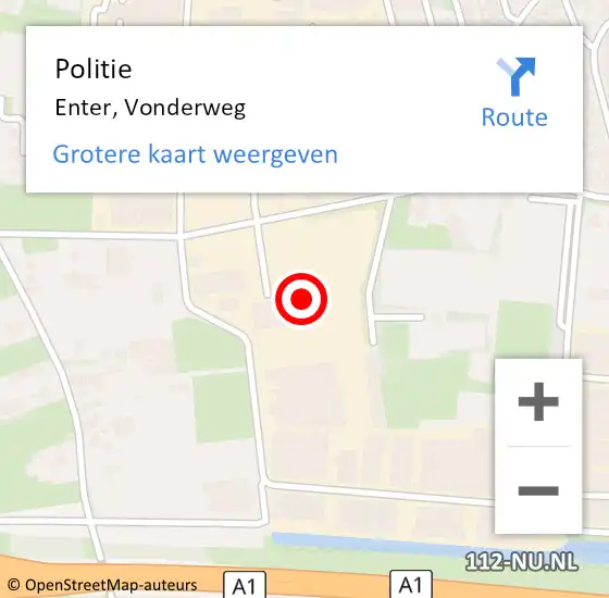 Locatie op kaart van de 112 melding: Politie Enter, Vonderweg op 29 mei 2021 09:55