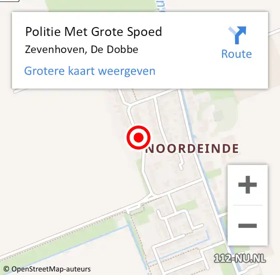 Locatie op kaart van de 112 melding: Politie Met Grote Spoed Naar Zevenhoven, De Dobbe op 29 mei 2021 09:57
