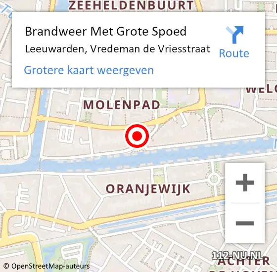 Locatie op kaart van de 112 melding: Brandweer Met Grote Spoed Naar Leeuwarden, Vredeman de Vriesstraat op 29 mei 2021 10:14