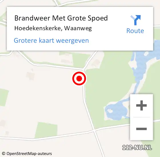 Locatie op kaart van de 112 melding: Brandweer Met Grote Spoed Naar Hoedekenskerke, Waanweg op 29 mei 2021 10:22