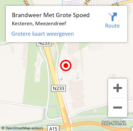 Locatie op kaart van de 112 melding: Brandweer Met Grote Spoed Naar Kesteren, Meezendreef op 29 mei 2021 10:26