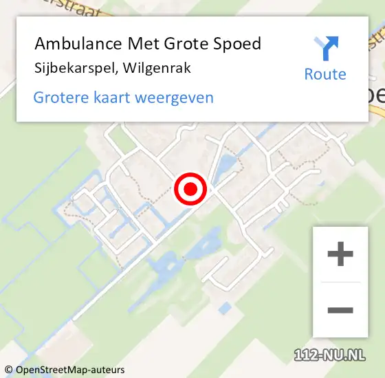 Locatie op kaart van de 112 melding: Ambulance Met Grote Spoed Naar Sijbekarspel, Wilgenrak op 29 mei 2021 10:51