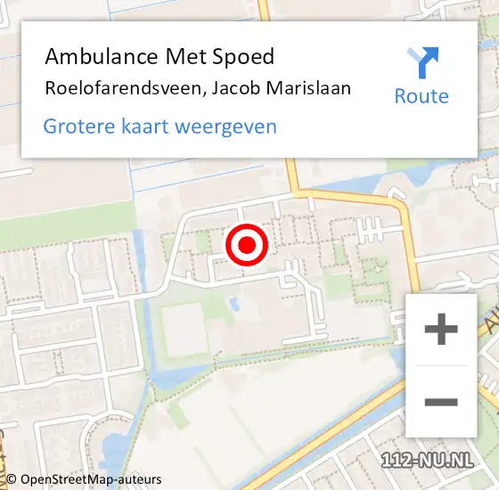 Locatie op kaart van de 112 melding: Ambulance Met Spoed Naar Roelofarendsveen, Jacob Marislaan op 11 juni 2014 17:54