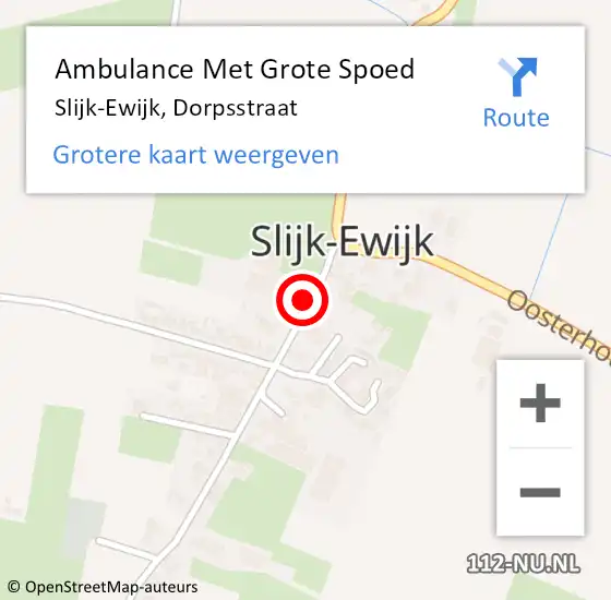 Locatie op kaart van de 112 melding: Ambulance Met Grote Spoed Naar Slijk-Ewijk, Dorpsstraat op 29 mei 2021 11:54