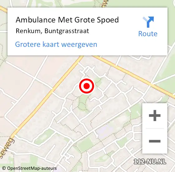 Locatie op kaart van de 112 melding: Ambulance Met Grote Spoed Naar Renkum, Buntgrasstraat op 29 mei 2021 12:42