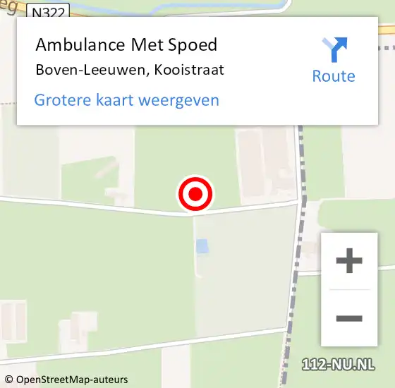 Locatie op kaart van de 112 melding: Ambulance Met Spoed Naar Boven-Leeuwen, Kooistraat op 29 mei 2021 13:01