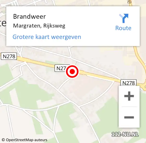 Locatie op kaart van de 112 melding: Brandweer Margraten, Rijksweg op 4 oktober 2013 18:35