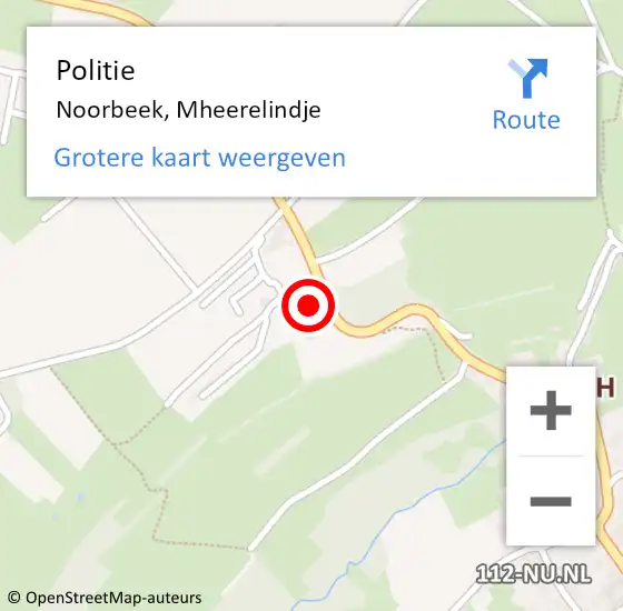 Locatie op kaart van de 112 melding: Politie Noorbeek, Mheerelindje op 29 mei 2021 13:39