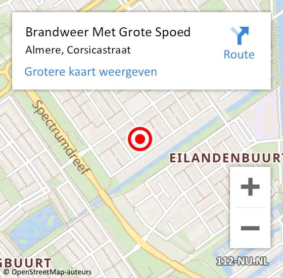 Locatie op kaart van de 112 melding: Brandweer Met Grote Spoed Naar Almere, Corsicastraat op 29 mei 2021 13:40