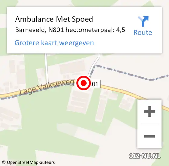 Locatie op kaart van de 112 melding: Ambulance Met Spoed Naar Barneveld, N801 hectometerpaal: 4,5 op 29 mei 2021 13:50