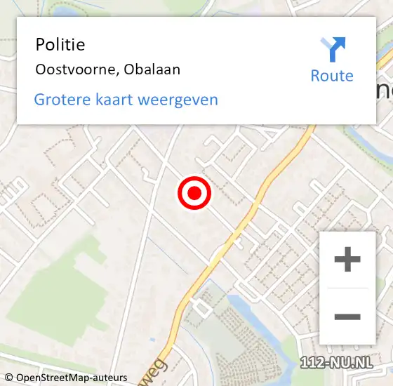 Locatie op kaart van de 112 melding: Politie Oostvoorne, Obalaan op 29 mei 2021 13:55