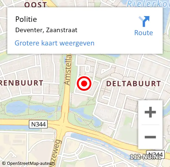 Locatie op kaart van de 112 melding: Politie Deventer, Zaanstraat op 29 mei 2021 13:58