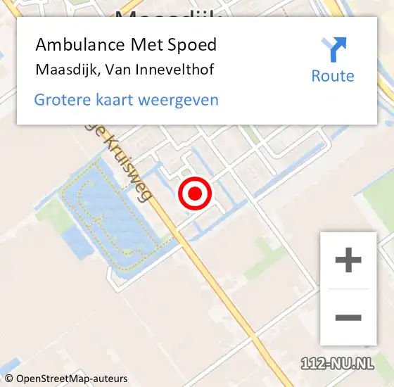 Locatie op kaart van de 112 melding: Ambulance Met Spoed Naar Maasdijk, Van Innevelthof op 29 mei 2021 14:51