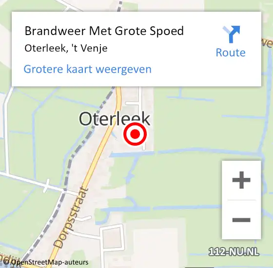 Locatie op kaart van de 112 melding: Brandweer Met Grote Spoed Naar Oterleek, 't Venje op 29 mei 2021 15:03