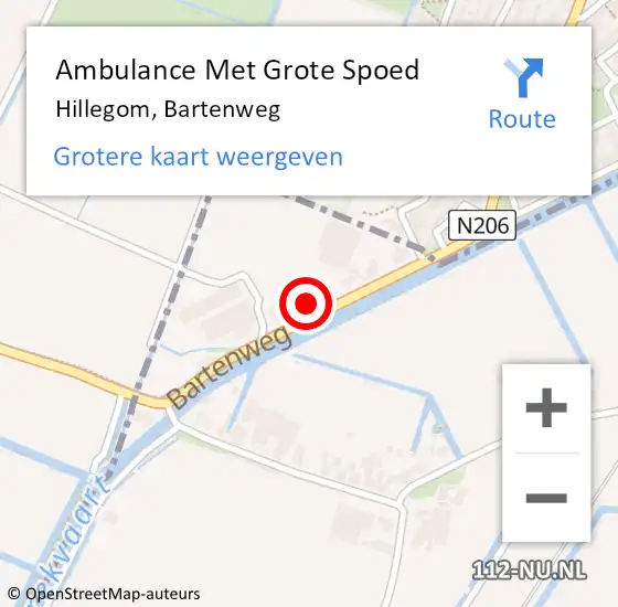 Locatie op kaart van de 112 melding: Ambulance Met Grote Spoed Naar Hillegom, Bartenweg op 29 mei 2021 15:16