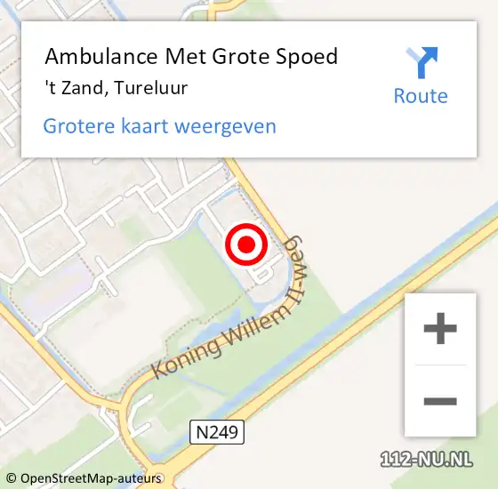 Locatie op kaart van de 112 melding: Ambulance Met Grote Spoed Naar 't Zand, Tureluur op 29 mei 2021 15:22