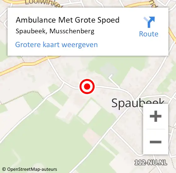 Locatie op kaart van de 112 melding: Ambulance Met Grote Spoed Naar Spaubeek, Musschenberg op 29 mei 2021 15:45