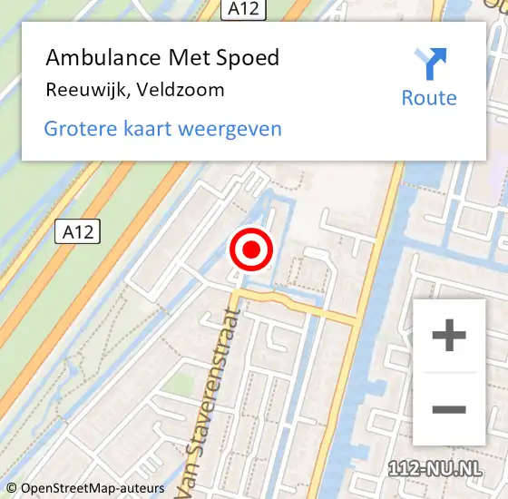 Locatie op kaart van de 112 melding: Ambulance Met Spoed Naar Reeuwijk, Veldzoom op 29 mei 2021 15:50