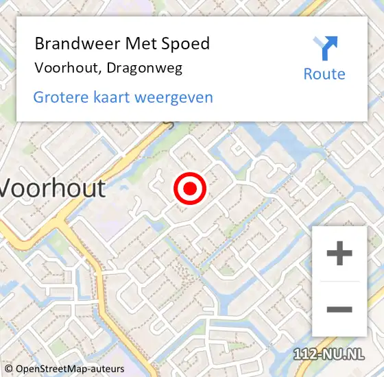 Locatie op kaart van de 112 melding: Brandweer Met Spoed Naar Voorhout, Dragonweg op 29 mei 2021 16:23